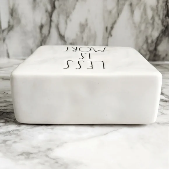 Rae Dunn Ceramic Square Block Sign, Less Is More, More Or Less - Picture 3 of 10